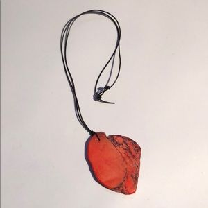 Awesome Red Magnesite & Black Leather Necklace